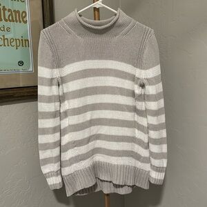 J. Crew Gray and White Striped Sweater
